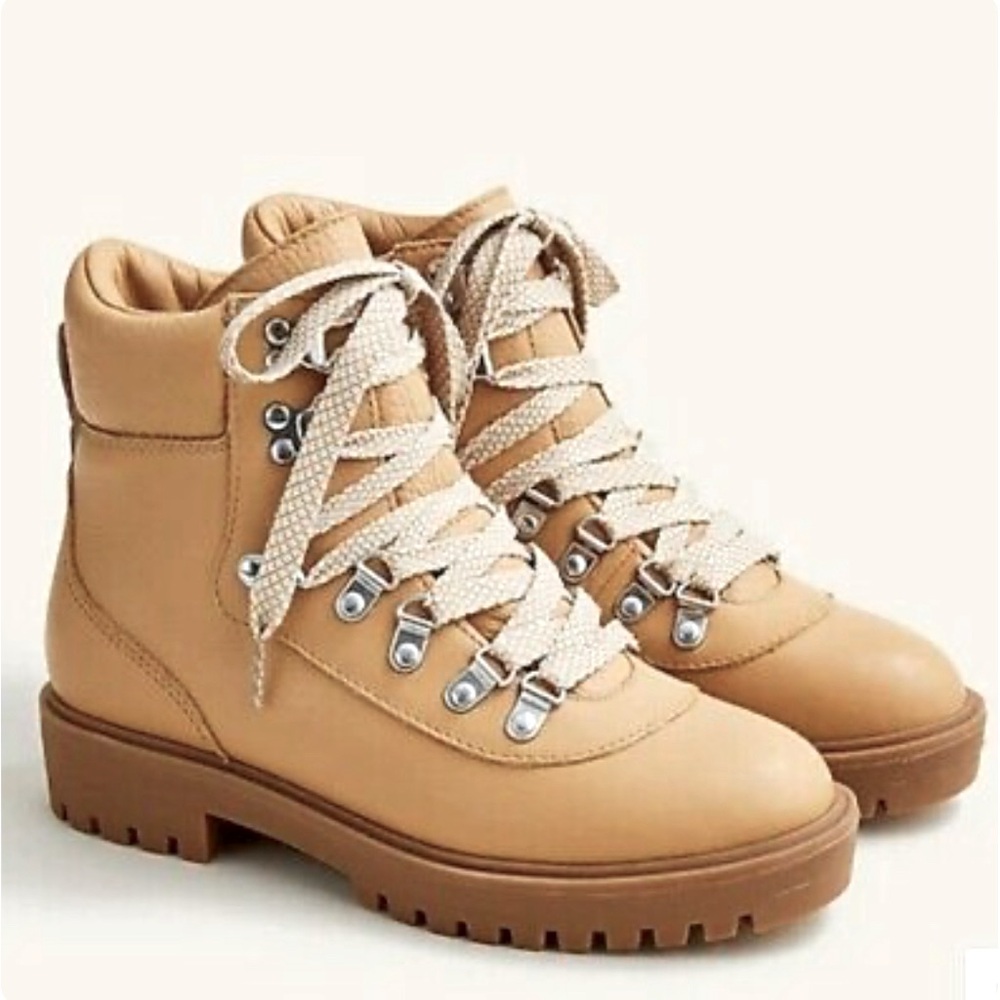 NIB‼️ JCREW NORDIC CITY LEATHER HIKING BOOT in Light Caramel